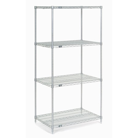 Nexel Wire Shelving, Poly-Z-Brite, 24W x 14D x 74H 14247Z
